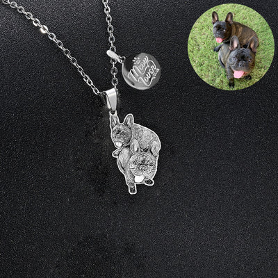 Pet memorial photo necklace  / keychain / Bracelet animal shape pendant - The Pet Pillow