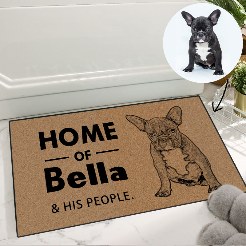 "Home of Your Pet and Her People" Custom Pet Photo Doormat - The Pet Pillow