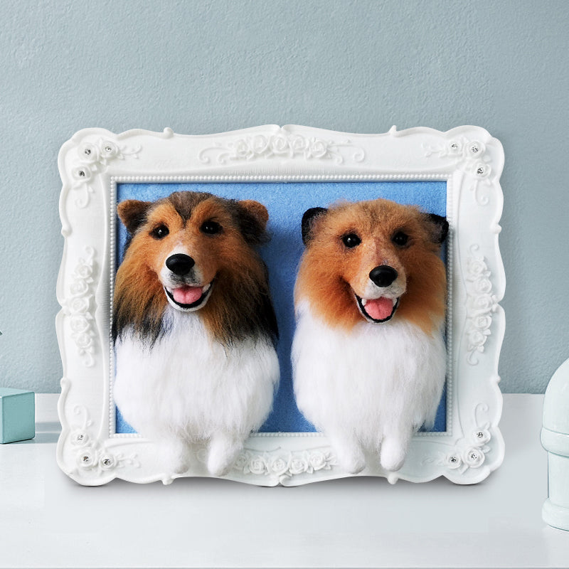 Custom Pet Plush with Photo Frame, Custom Stuffed Animals of Your Pet, for Two Pet - The Pet Pillow