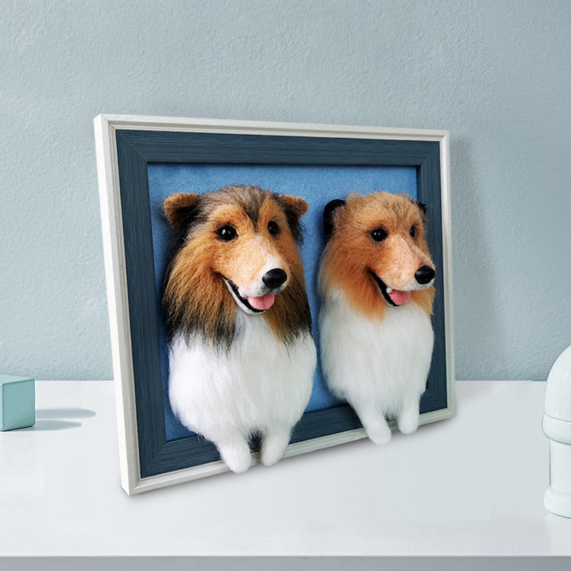 Custom Pet Plush with Photo Frame, Custom Stuffed Animals of Your Pet, for Two Pet - The Pet Pillow