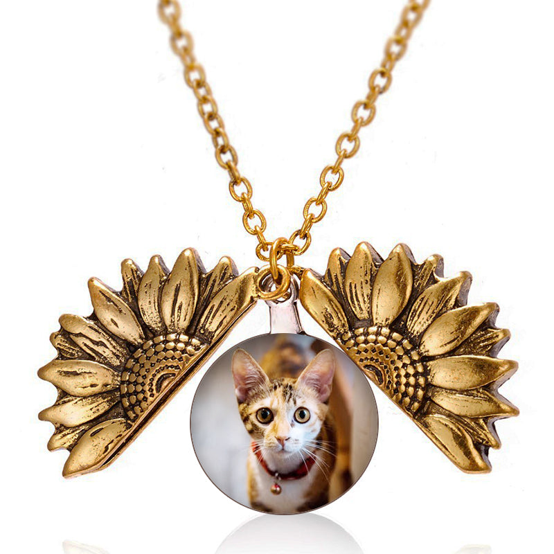 Custom Pet Photo Sunflower Necklace - The Pet Pillow