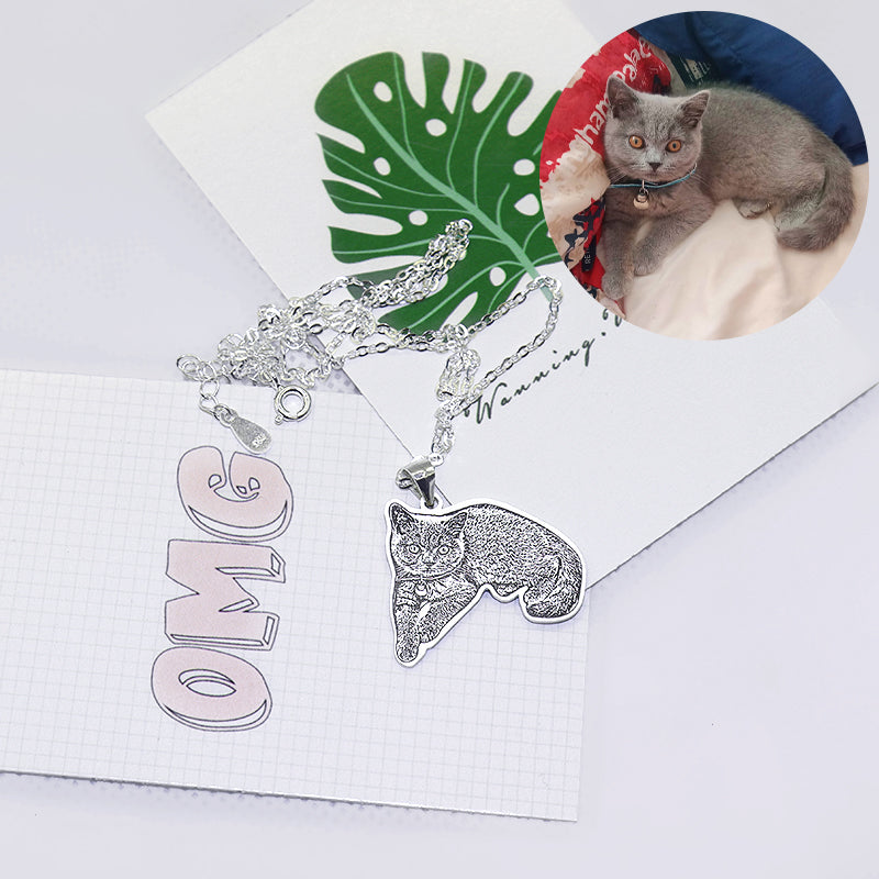 Custom Pet Necklace lookalike Your Pet Shape - 925 Sterling Silver - The Pet Pillow