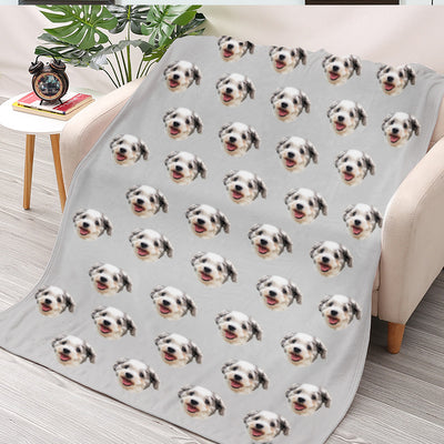 Custom Multi Pet Head Blanket from Original Pet Photo - The Pet Pillow