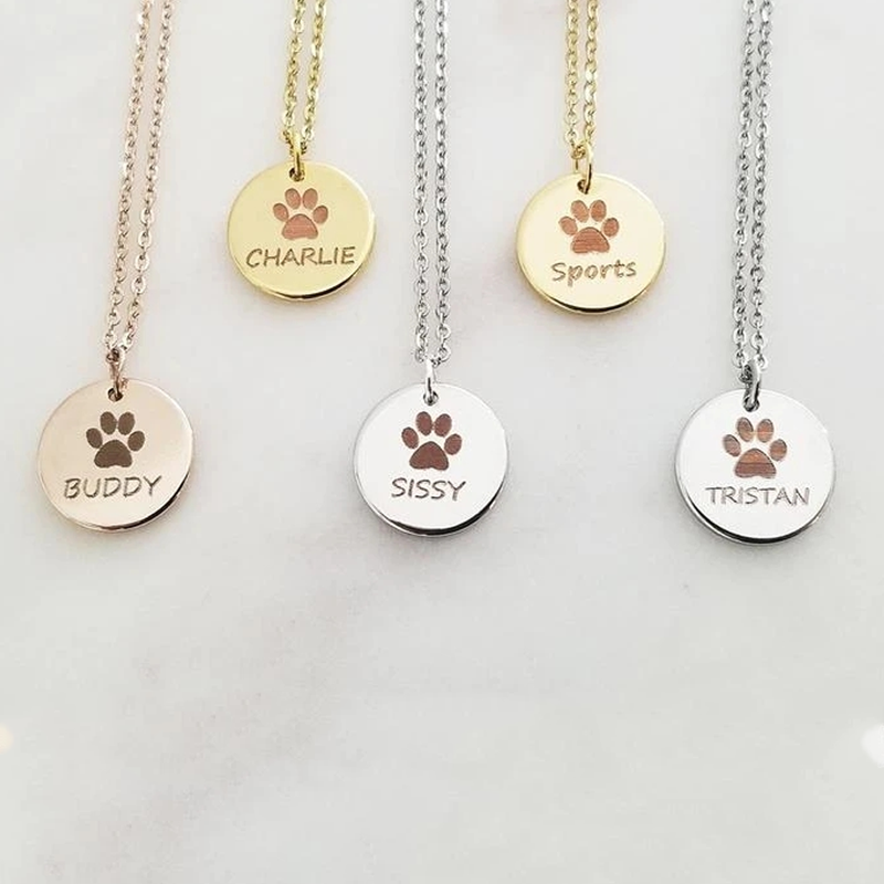 Custom Pet Paw Print and Name Necklace - The Pet Pillow