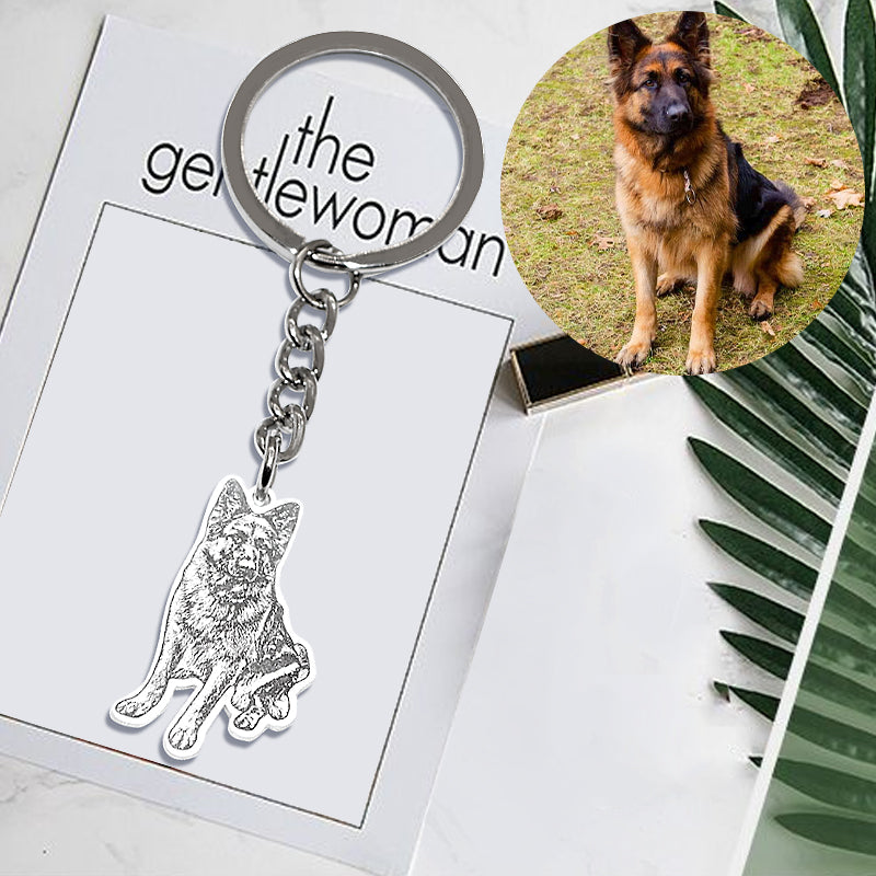 Pet Photo Engraved Keychain