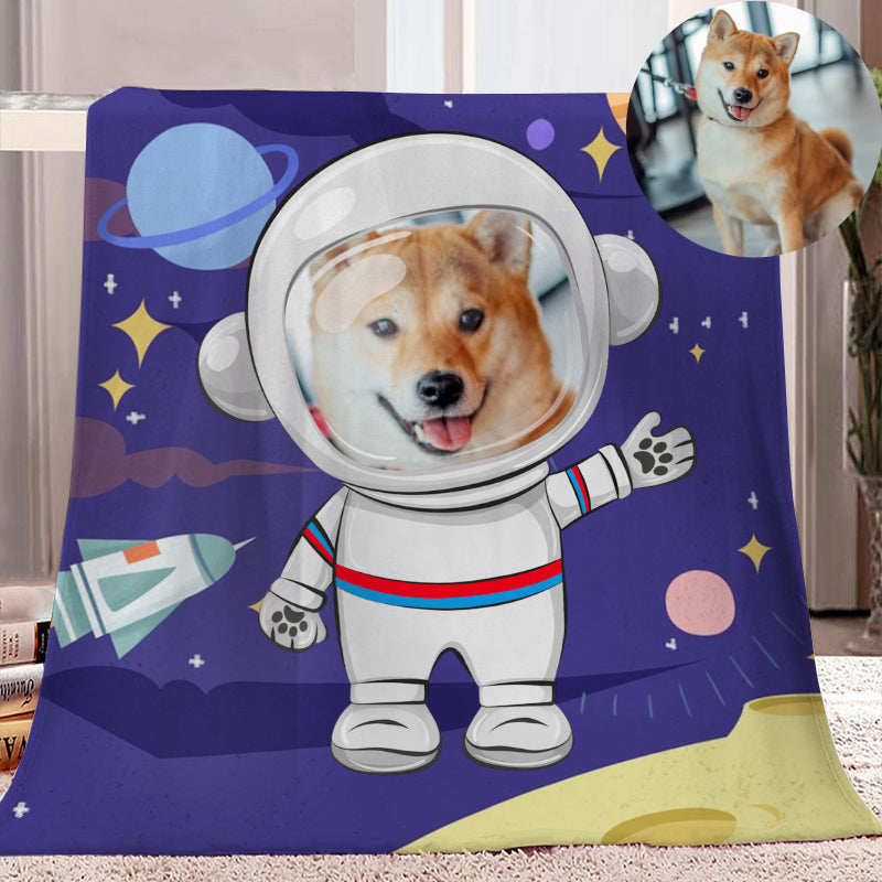 Custom Pet Space Blanket with Pet Face, Personalized Pet Photo Blanket For Pet Lovers - The Pet Pillow