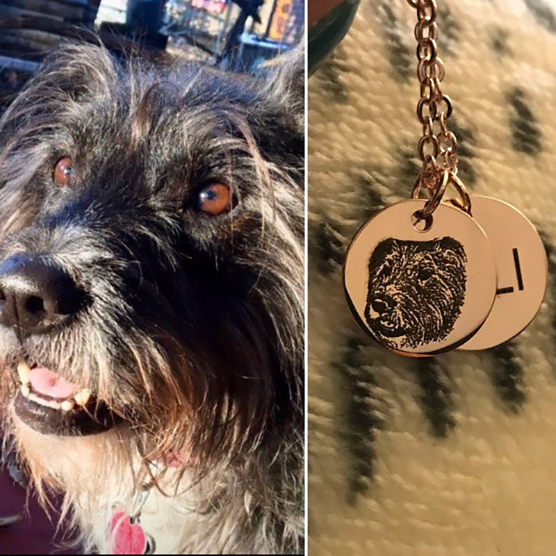 Custom Pet Necklace with Engraved Photo and Name - The Pet Pillow