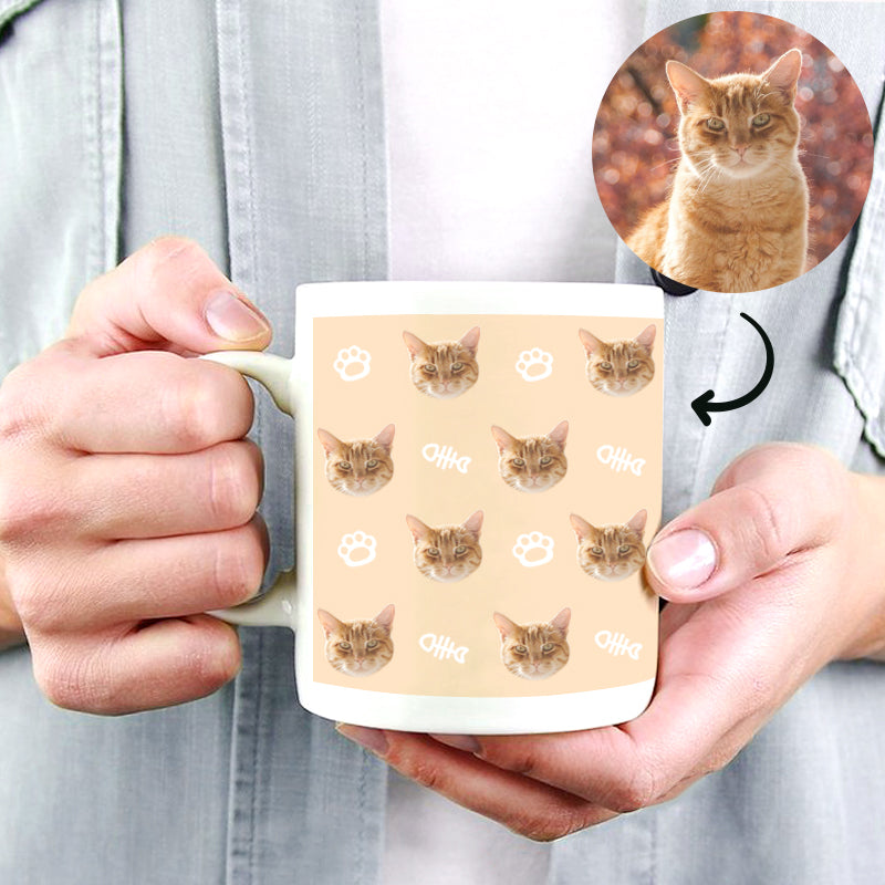 Custom Pet Multi-Face Photo Mug with Bones - The Pet Pillow