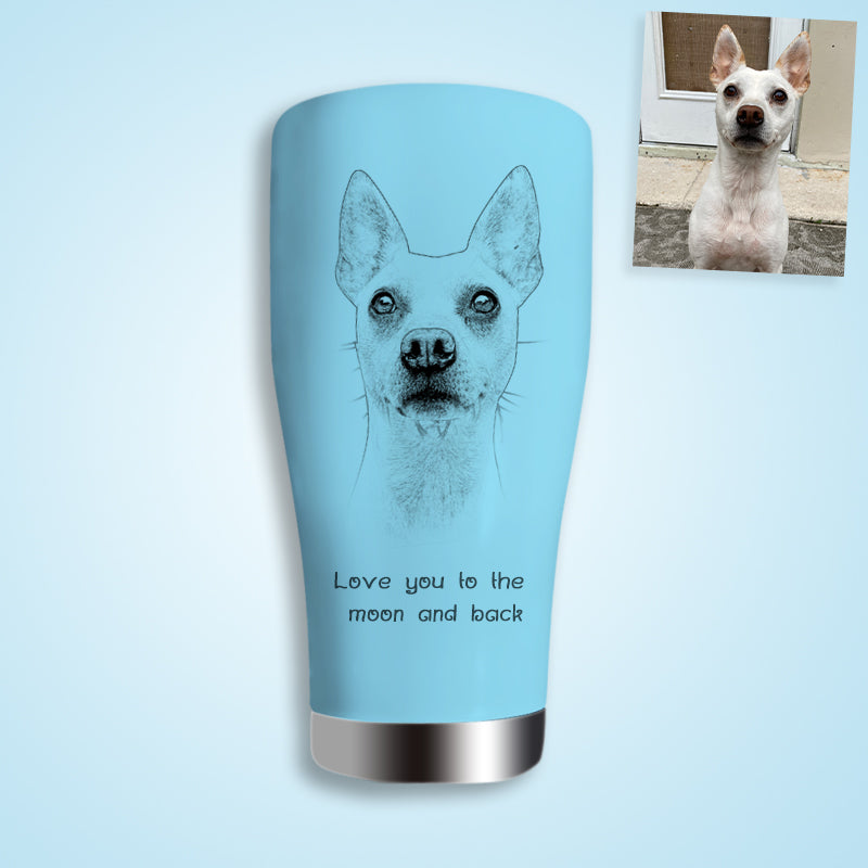 Custom Pet Sketch Portrait Stainless Steel Travel Tumbler - The Pet Pillow