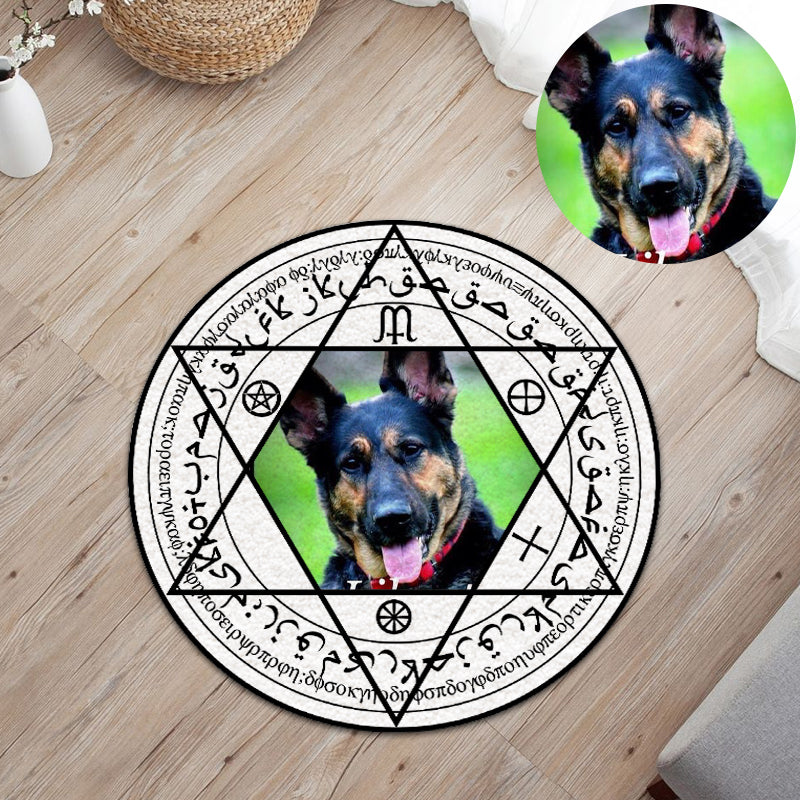 Custom Pet Photo Round Magic Array Rug - The Pet Pillow