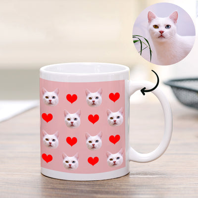 Custom Print Pet Photo on Mug with Red Heart - The Pet Pillow