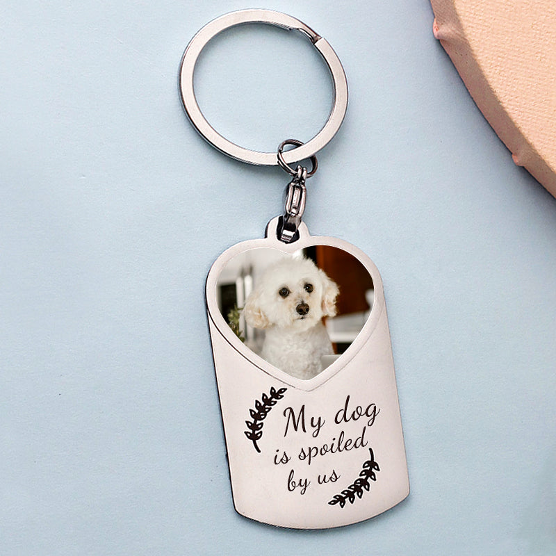 Custom Pet Photos and Message Keychain, Paw or Wheat Pattern - The Pet Pillow