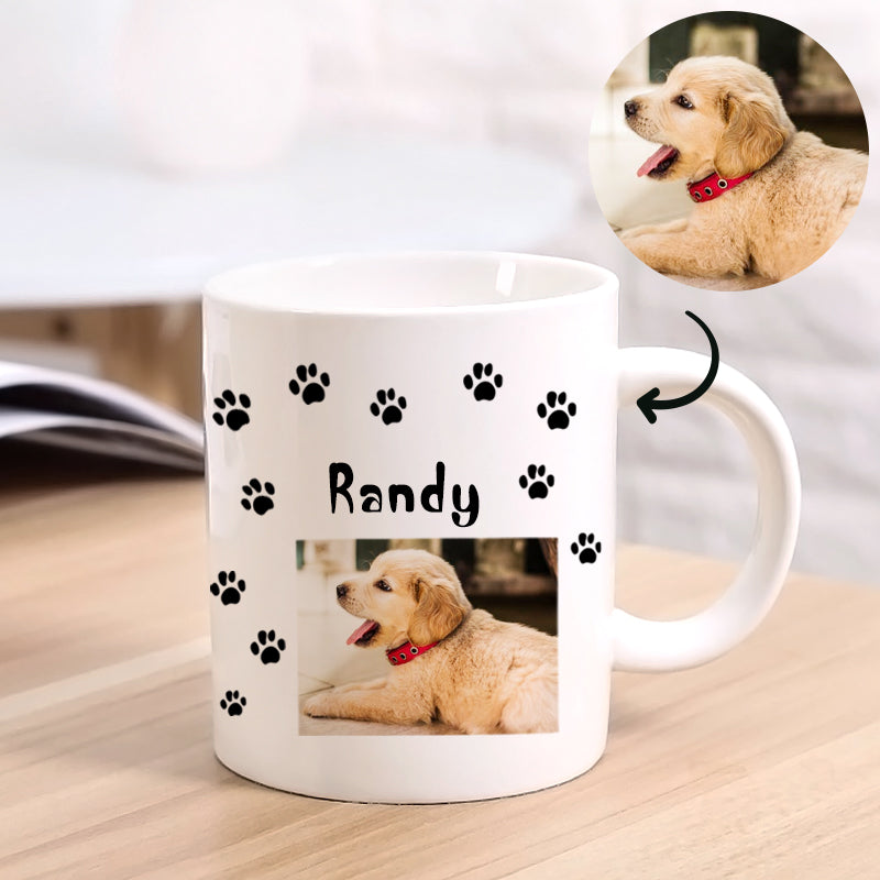Custom Pet Paw Print Mug with your Pet Photo - The Pet Pillow