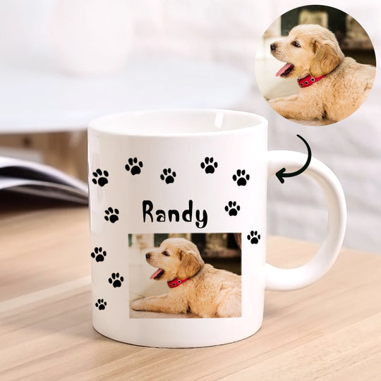 Custom Pet Paw Print Mug with your Pet Photo - The Pet Pillow