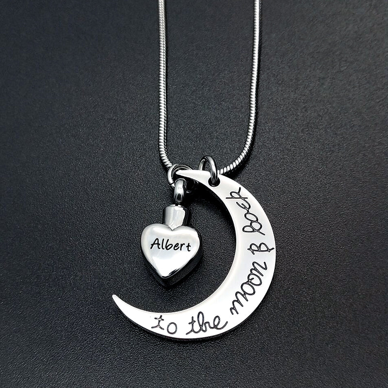 Custom Pet Ash Necklace - I Love U to the Moon B Back - The Pet Pillow