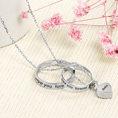 Custom Pet Double Ring and Heart Shaped Ash Necklace - The Pet Pillow