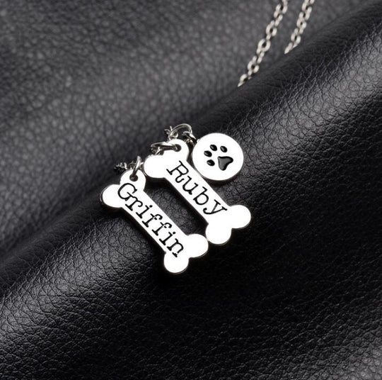 Custom Dog Bone Paw Prin Memorial Necklace for Pet Lover - The Pet Pillow