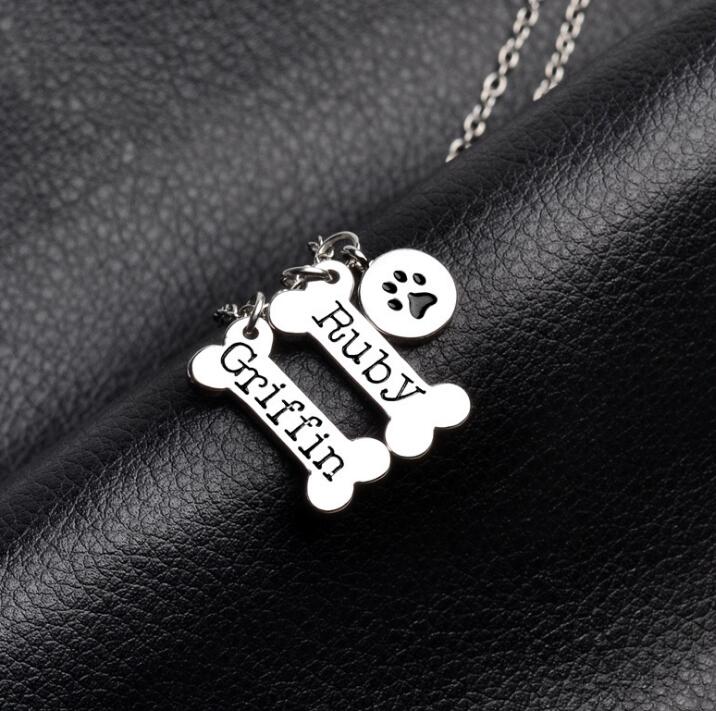 Custom Dog Bone Paw Prin Memorial Necklace for Pet Lover - The Pet Pillow