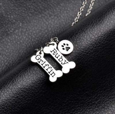 Custom Dog Bone Paw Prin Memorial Necklace for Pet Lover - The Pet Pillow