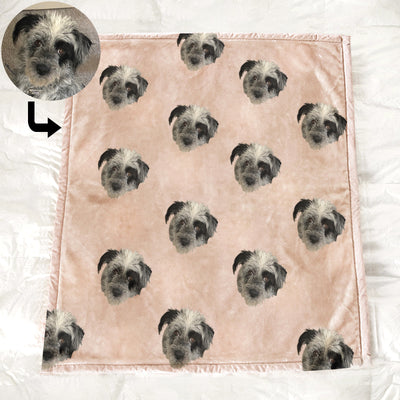 Custom Multi Pet Head Blanket from Original Pet Photo - The Pet Pillow