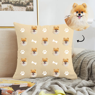Customized Pet Multi-Face Square Pillow with Bones, Double-Sided Printing - The Pet Pillow