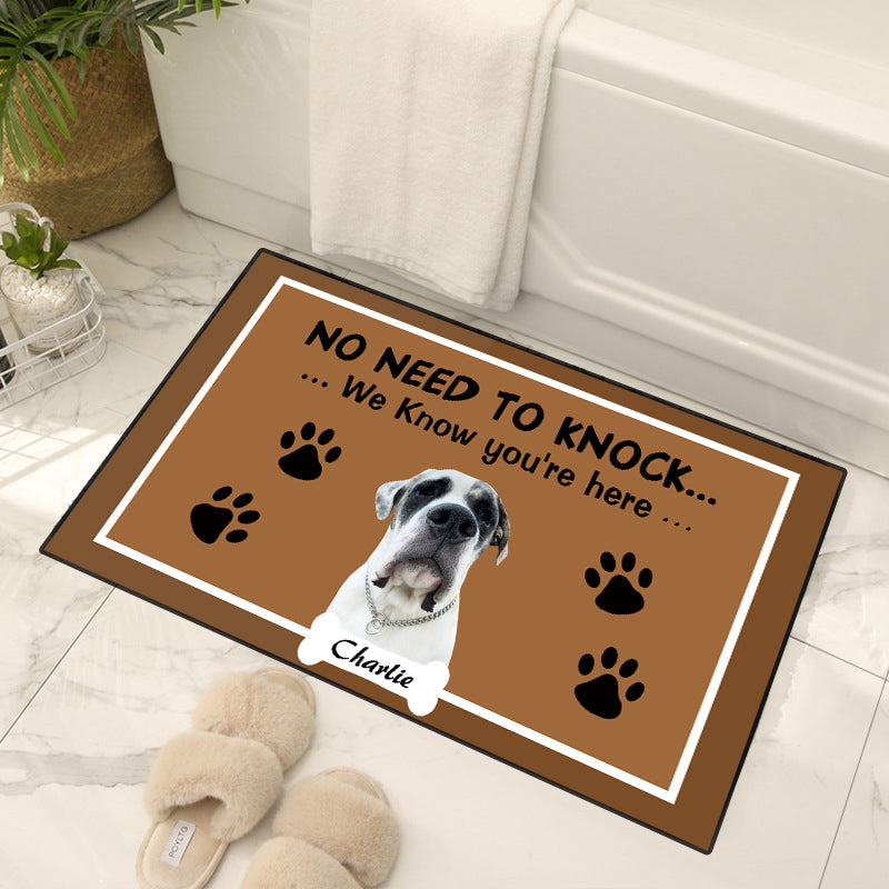 ”No Need to Knock“ Custom Pet Photo Doormat - The Pet Pillow