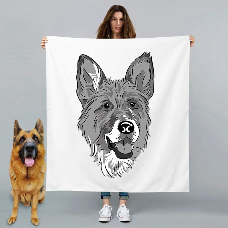 Custom Pet Blanket from Photo Hand Drawing Charcoal Portrait Memorial Blanket of Pet - The Pet Pillow