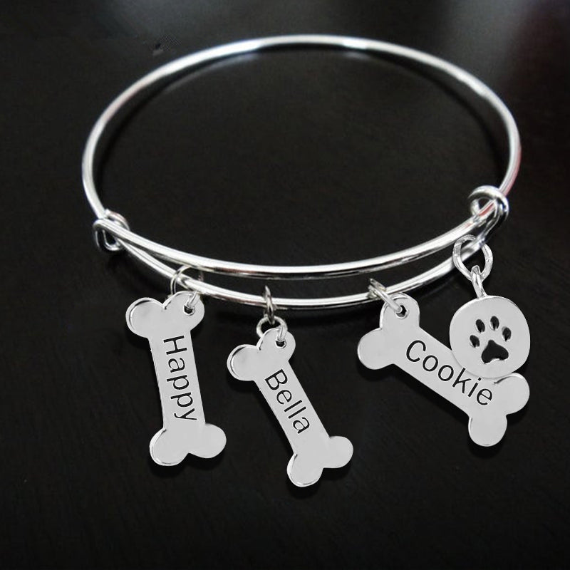 Custom Dog Bone Paw Prin Memorial Bracelet - The Pet Pillow