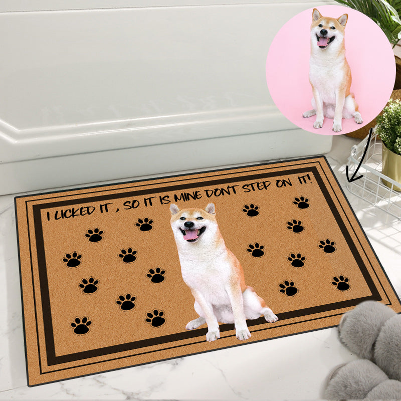 Custom Pet Photo Doormat with Dog Paw Print - The Pet Pillow