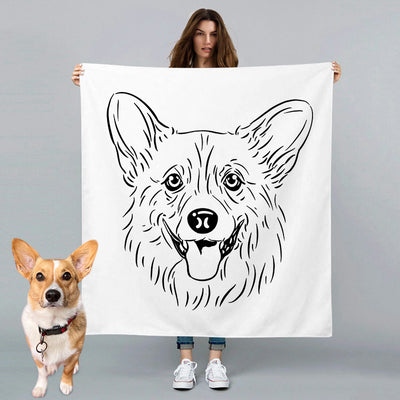 Custom Pet Blanket from Photo Hand Drawing Charcoal Portrait Memorial Blanket of Pet - The Pet Pillow