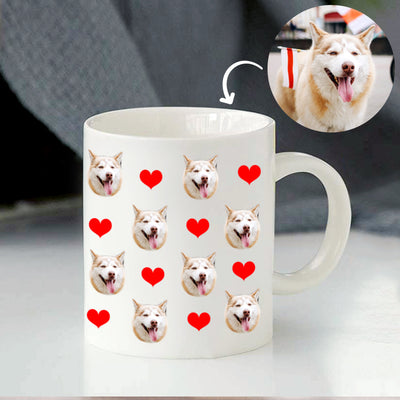 Custom Print Pet Photo on Mug with Red Heart - The Pet Pillow