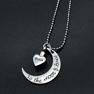 Custom Pet Ash Necklace - I Love U to the Moon B Back - The Pet Pillow