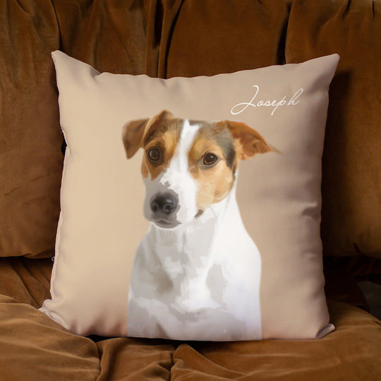 Custom Pet Face Cartoon Portrait Square Pillow - The Pet Pillow