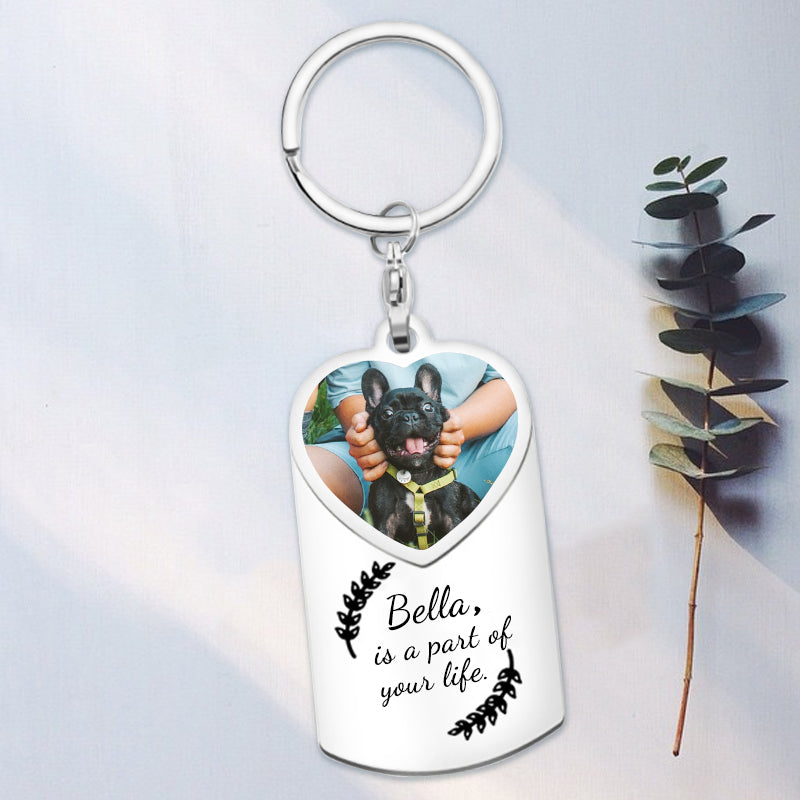 Custom Pet Photos and Message Keychain, Paw or Wheat Pattern - The Pet Pillow