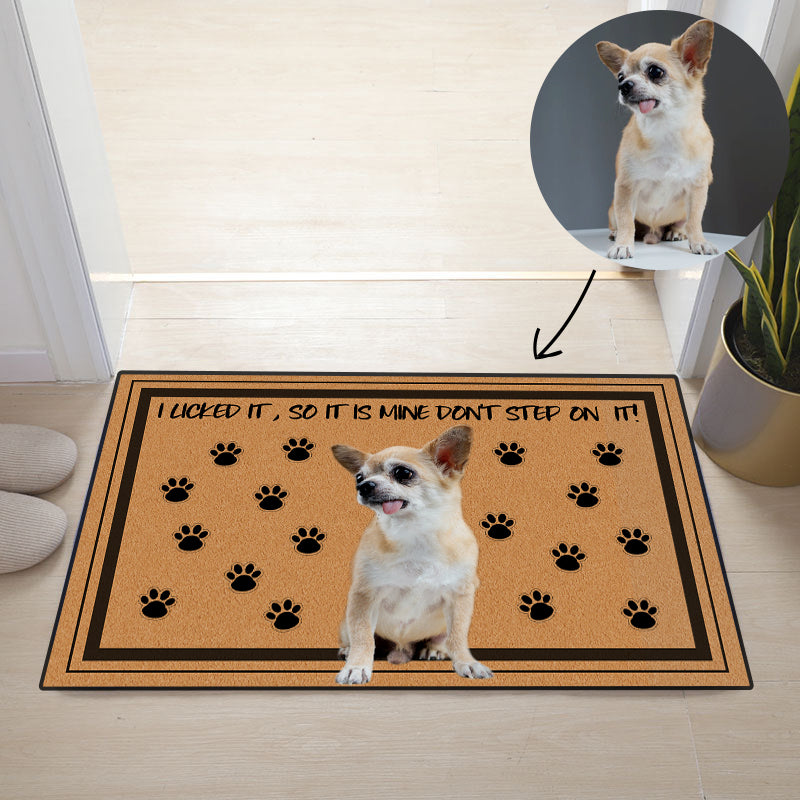 Custom Pet Photo Doormat with Dog Paw Print - The Pet Pillow