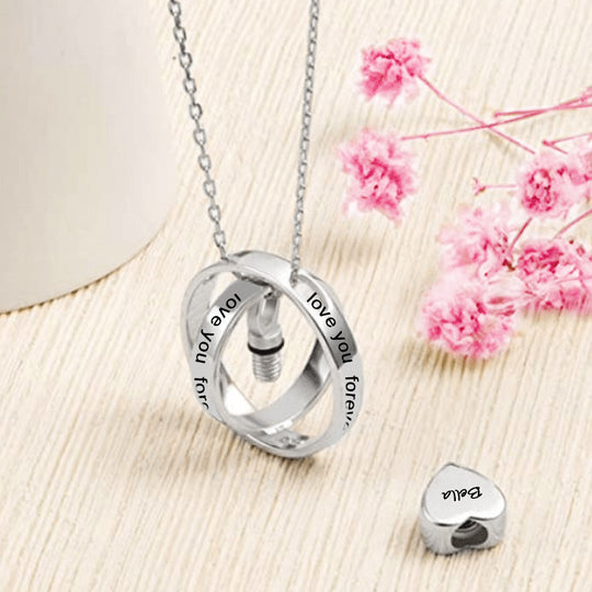Custom Pet Double Ring and Heart Shaped Ash Necklace - The Pet Pillow
