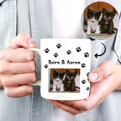 Custom Pet Paw Print Mug with your Pet Photo - The Pet Pillow