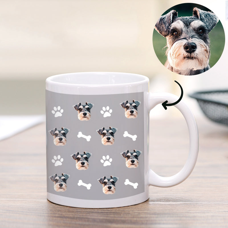 Custom Pet Multi-Face Photo Mug with Bones - The Pet Pillow