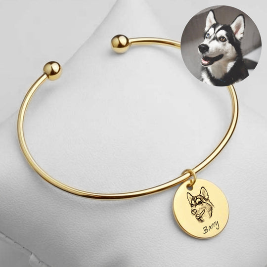 Custom Pet Photo and Name Engraved Bracelet - The Pet Pillow