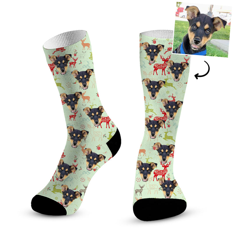 Custom Dog Stocking with Pet Faces, Personalized Dog Socks Made from Pet Photo - The Pet Pillow