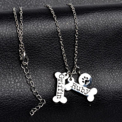 Custom Dog Bone Paw Prin Memorial Necklace for Pet Lover - The Pet Pillow