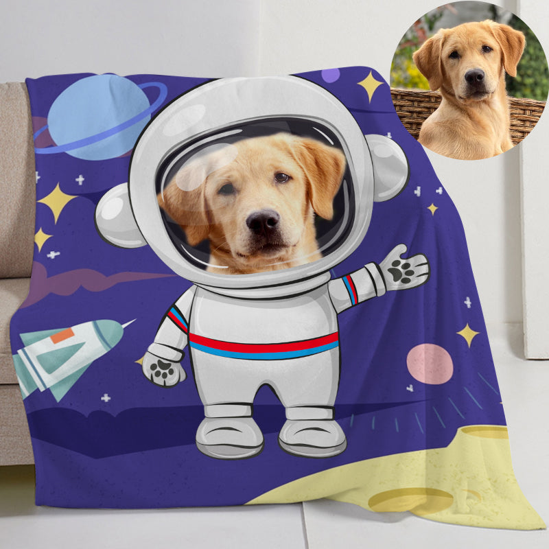 Custom Pet Space Blanket with Pet Face, Personalized Pet Photo Blanket For Pet Lovers - The Pet Pillow