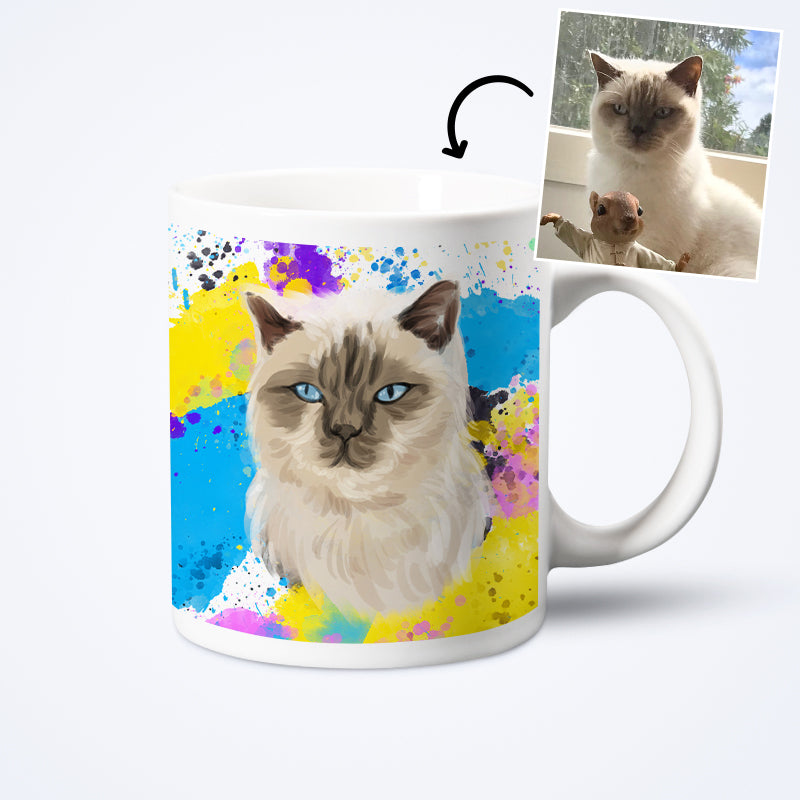 Custom Colorful Pet Portrait Coffee Mug, Hand Drawing Dog Memorial Gift for Pet Owners - The Pet Pillow
