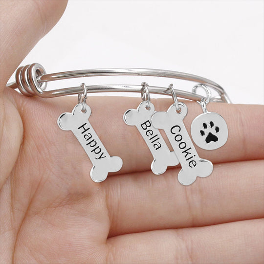Custom Dog Bone Paw Prin Memorial Bracelet - The Pet Pillow