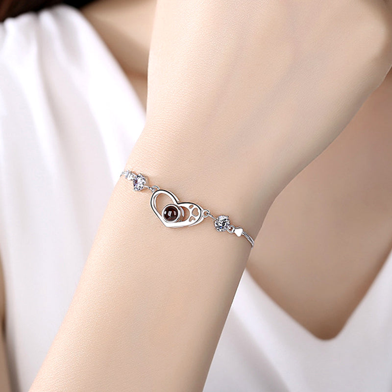 Custom Pet Photo Heart Shaped Projection Bracelet - The Pet Pillow