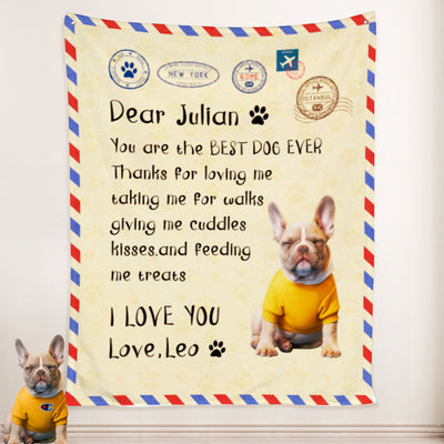 Personalized Handwritten Letter Blanket With Pet Photo for Pet Lovers - The Pet Pillow