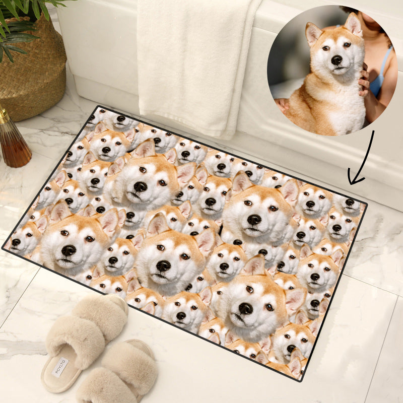 Custom Pet Photo Doormat with Full Dog Cat Face - The Pet Pillow