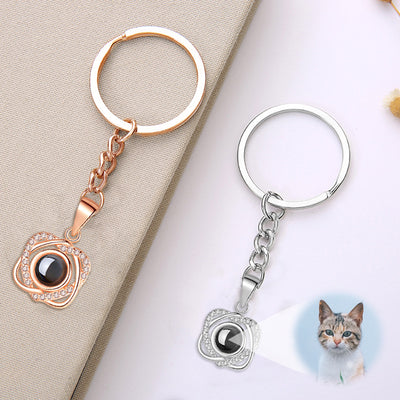 Custom Pet Projection Keychain - Double Heart - The Pet Pillow