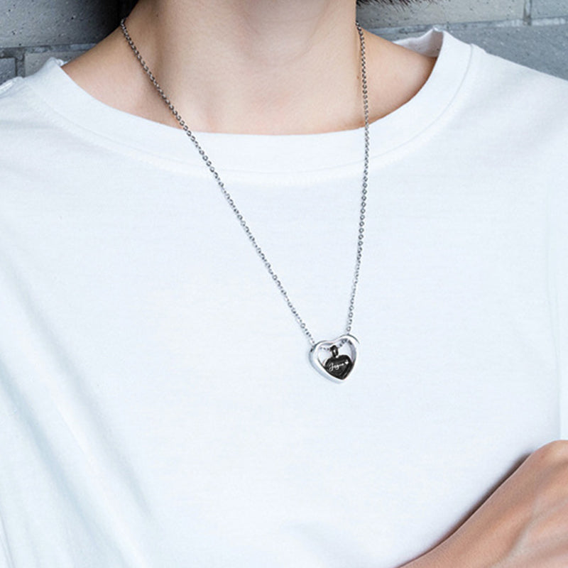 Custom Pet Ashes Necklace - Double Heart - The Pet Pillow