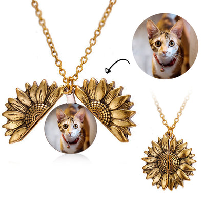 Custom Pet Photo Sunflower Necklace - The Pet Pillow